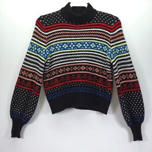 American Eagle Fair Isle Striped Sweater Womens Small Chunky Colorful Loose Knit